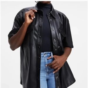 Good American BETTER THAN LEATHER SHORT SLEEVE | BLACK001 - BLACK001 XS